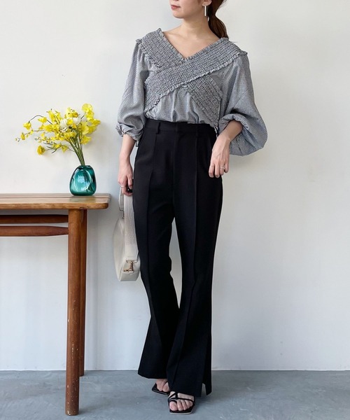 mysty woman（ミスティウーマン）の「ギンガムシャーリングブラウス 272395（シャツ/ブラウス・レディース・ライトブルー/ブラック/イエロー・FREE）」の12枚目の写真