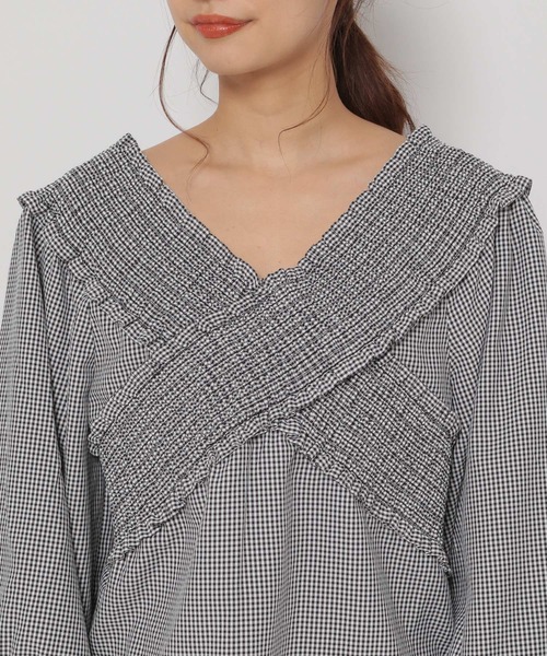 mysty woman（ミスティウーマン）の「ギンガムシャーリングブラウス 272395（シャツ/ブラウス・レディース・ライトブルー/ブラック/イエロー・FREE）」の13枚目の写真