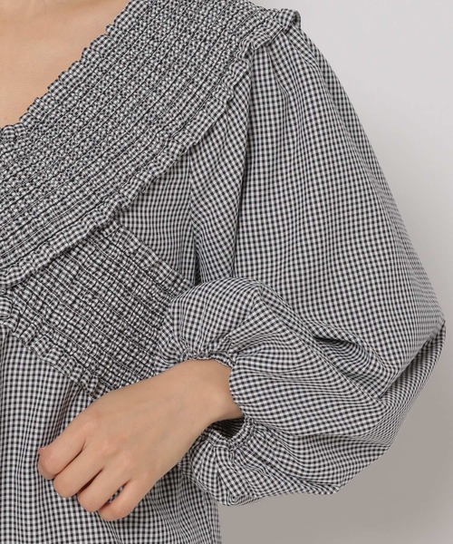 mysty woman（ミスティウーマン）の「ギンガムシャーリングブラウス 272395（シャツ/ブラウス・レディース・ライトブルー/ブラック/イエロー・FREE）」の7枚目の写真