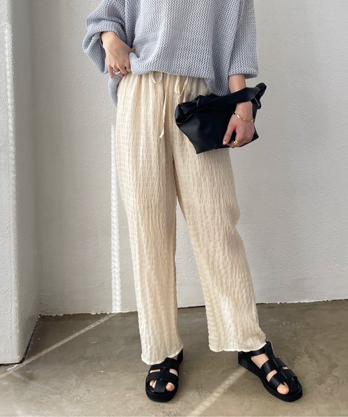 Shelly island(シェリーアイランド)の「シャーリングシアーイージーパンツ(その他パンツ・レディース・ホワイト/ブラック/パープル・FREE/M)」の2枚目の写真