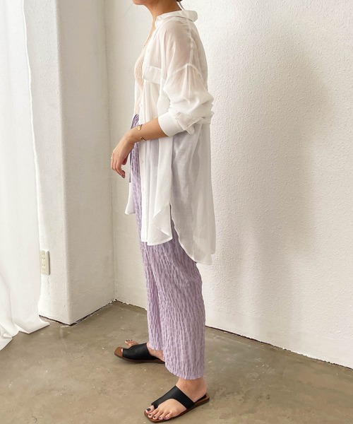 Shelly island(シェリーアイランド)の「シャーリングシアーイージーパンツ(その他パンツ・レディース・ホワイト/ブラック/パープル・FREE/M)」の12枚目の写真