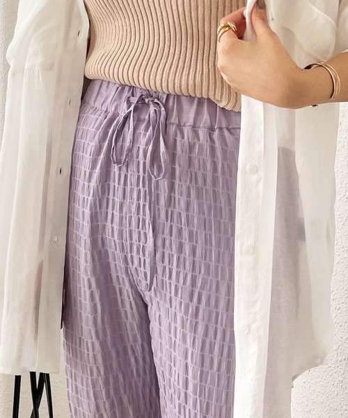 Shelly island(シェリーアイランド)の「シャーリングシアーイージーパンツ(その他パンツ・レディース・ホワイト/ブラック/パープル・FREE/M)」の13枚目の写真