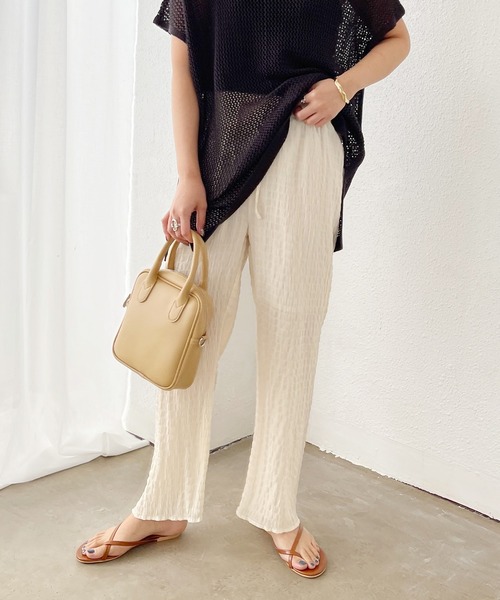 Shelly island(シェリーアイランド)の「シャーリングシアーイージーパンツ(その他パンツ・レディース・ホワイト/ブラック/パープル・FREE/M)」の7枚目の写真