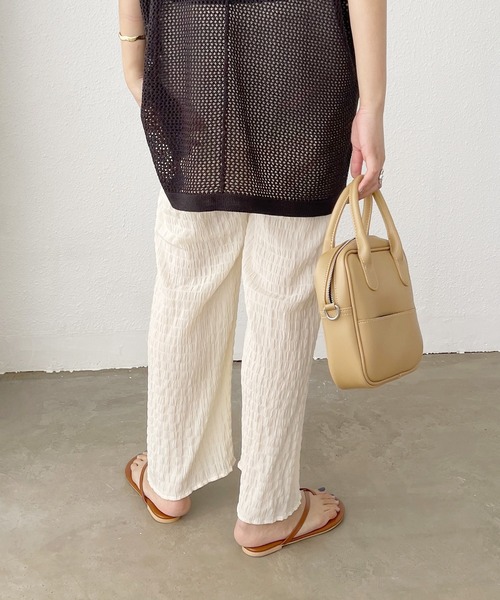 Shelly island(シェリーアイランド)の「シャーリングシアーイージーパンツ(その他パンツ・レディース・ホワイト/ブラック/パープル・FREE/M)」の9枚目の写真