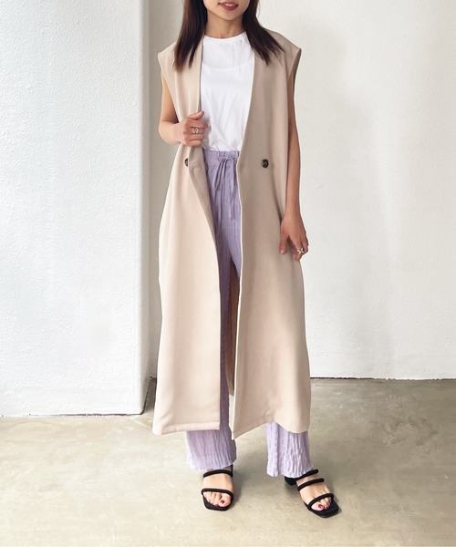 Shelly island(シェリーアイランド)の「シャーリングシアーイージーパンツ(その他パンツ・レディース・ホワイト/ブラック/パープル・FREE/M)」の10枚目の写真