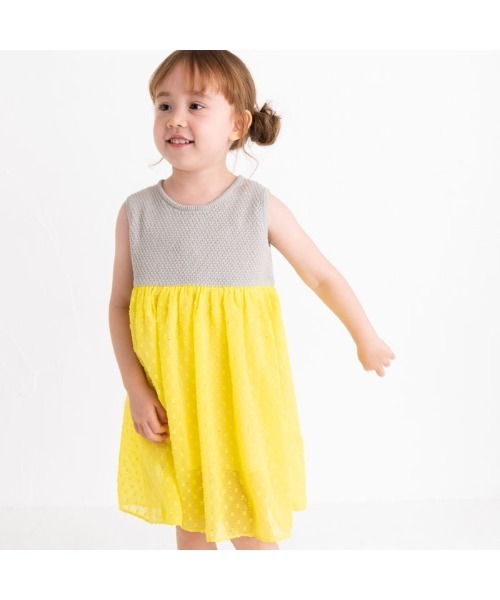 ami amie(アミアミ)の「ニットトップ切替ワンピース(ワンピース・キッズ・イエロー/ピンク・130cm/100cm/115cm/85cm)」の5枚目の写真