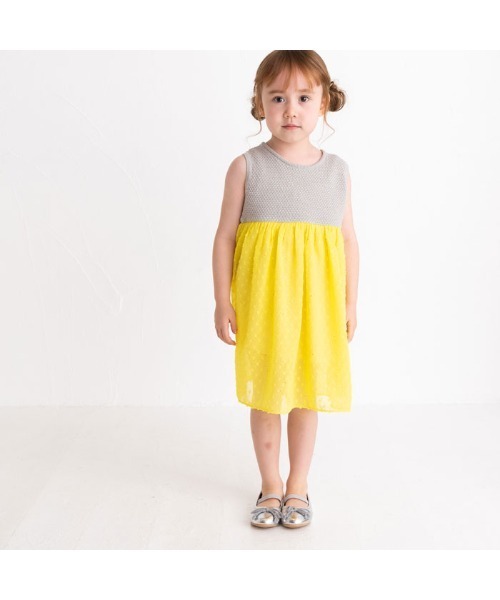 ami amie(アミアミ)の「ニットトップ切替ワンピース(ワンピース・キッズ・イエロー/ピンク・130cm/100cm/115cm/85cm)」の6枚目の写真