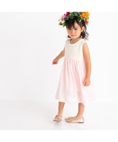 ami amie(アミアミ)の「ニットトップ切替ワンピース(ワンピース・キッズ・イエロー/ピンク・130cm/100cm/115cm/85cm)」の8枚目の写真