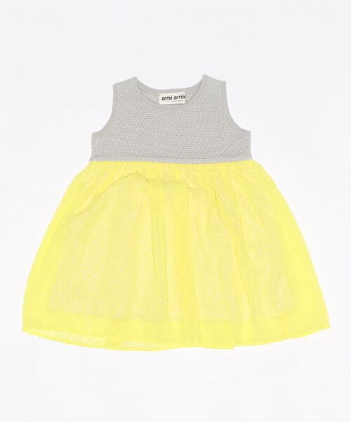 ami amie(アミアミ)の「ニットトップ切替ワンピース(ワンピース・キッズ・イエロー/ピンク・130cm/100cm/115cm/85cm)」の11枚目の写真