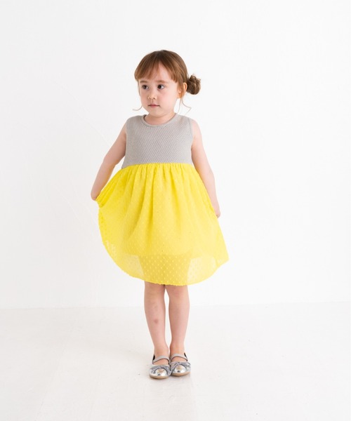 ami amie(アミアミ)の「ニットトップ切替ワンピース(ワンピース・キッズ・イエロー/ピンク・130cm/100cm/115cm/85cm)」の4枚目の写真