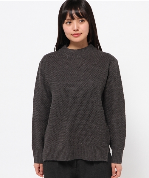 mystic（ミスティック）の「ハイネックタック編みプルオーバー（ニット/セーター・レディース・チャコールグレー/ブルー/オフホワイト/キャメル・ﾌﾘ-）」の11枚目の写真