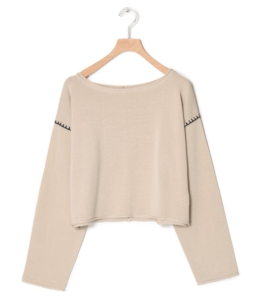 w closet（ダブルクローゼット）の「ステッチ入りショート丈プルオーバー（ニット/セーター・レディース・ブルー/ベージュ/グリーン/ピンク・FREE）」の8枚目の写真