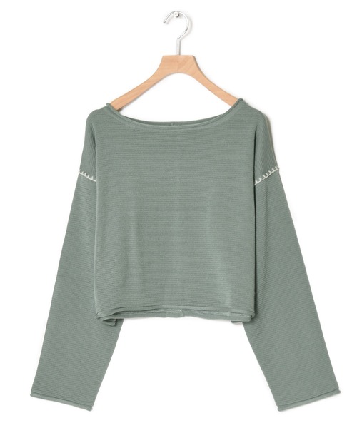 w closet（ダブルクローゼット）の「ステッチ入りショート丈プルオーバー（ニット/セーター・レディース・ブルー/ベージュ/グリーン/ピンク・FREE）」の21枚目の写真