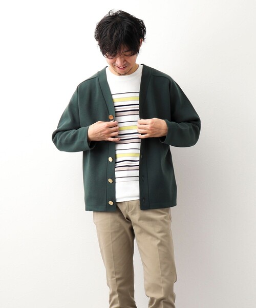 NOLLEY'S goodman（ノーリーズグッドマン）の「ミラノリブ金ボタンカーディガン (キレイめ着回し羽織アイテム）（カーディガン/ボレロ・メンズ・ブラック/グレー/グリーン・LARGE/MEDIUM）」の4枚目の写真