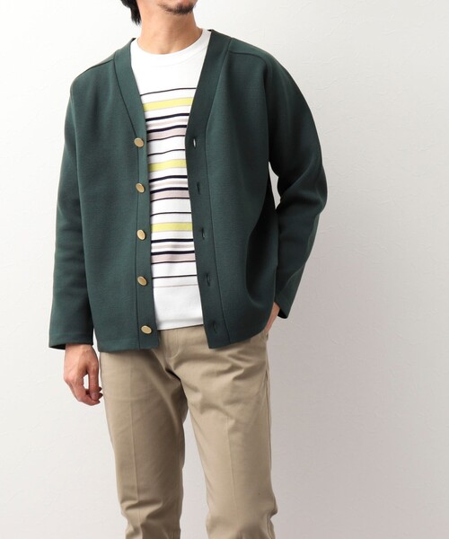 NOLLEY'S goodman（ノーリーズグッドマン）の「ミラノリブ金ボタンカーディガン (キレイめ着回し羽織アイテム）（カーディガン/ボレロ・メンズ・ブラック/グレー/グリーン・LARGE/MEDIUM）」の6枚目の写真