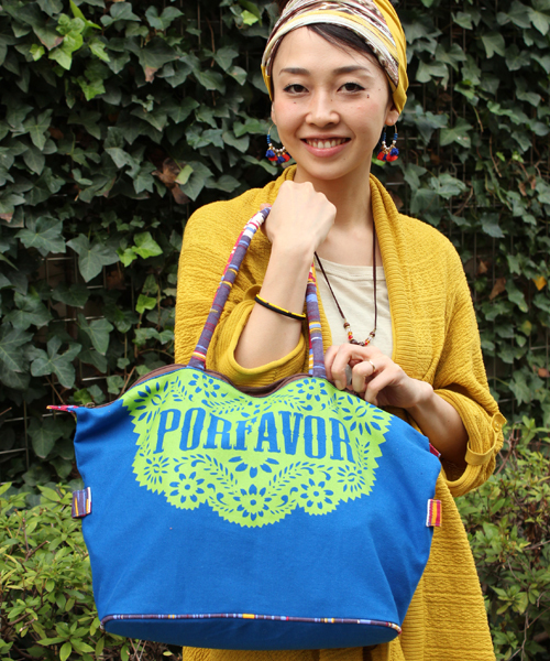 チャイハネ（チャイハネ）の「【チャイハネ】パペルピカド★BIGトートバッグ（トートバッグ・レディース・ピンク/ホワイト/オレンジ/イエロー/ブルー/レッド/ターコイズブルー・FREE）」の3枚目の写真