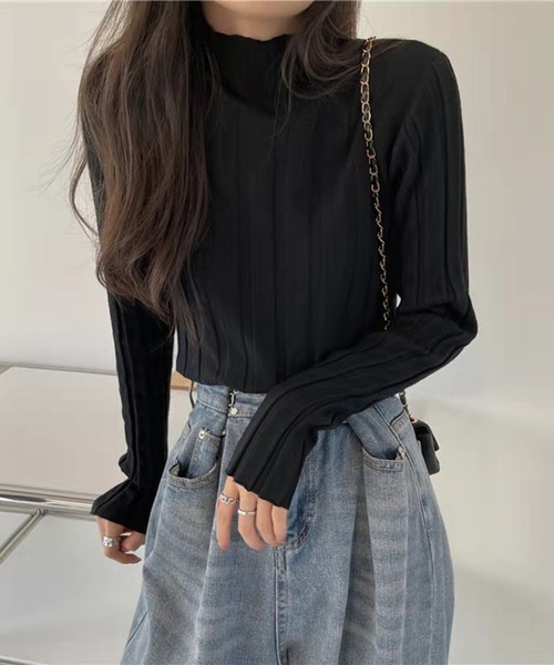 leune(ルネ)の「【leune】ハイネックカットソー(Tシャツ/カットソー・レディース・ブラック/ベージュ/グレー/ピンク/イエロー・FREE)」の1枚目の写真