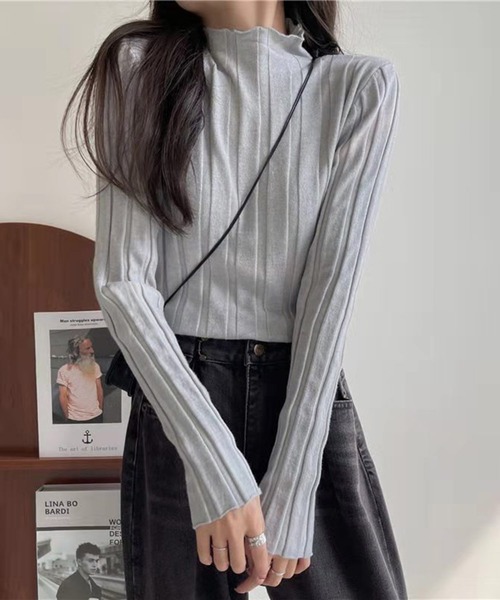 leune(ルネ)の「【leune】ハイネックカットソー(Tシャツ/カットソー・レディース・ブラック/ベージュ/グレー/ピンク/イエロー・FREE)」の18枚目の写真