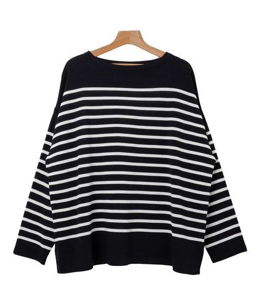 andme（アンドミー）の「ボートネックパネルボーダーニットトップス（ニット/セーター・レディース・ホワイト×ブラック/ブラウン系その他/ホワイト×ブルー/オレンジ系その他/ベージュ系その他/ネイビー×ホワイト・M）」の22枚目の写真