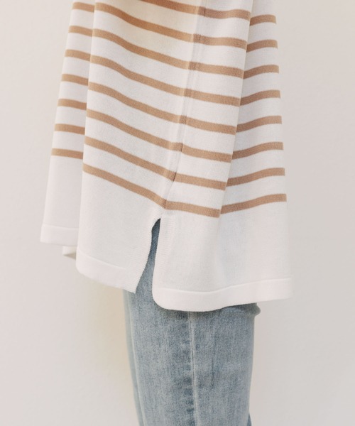 andme（アンドミー）の「ボートネックパネルボーダーニットトップス（ニット/セーター・レディース・ホワイト×ブラック/ブラウン系その他/ホワイト×ブルー/オレンジ系その他/ベージュ系その他/ネイビー×ホワイト・M）」の10枚目の写真