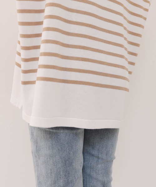 andme（アンドミー）の「ボートネックパネルボーダーニットトップス（ニット/セーター・レディース・ホワイト×ブラック/ブラウン系その他/ホワイト×ブルー/オレンジ系その他/ベージュ系その他/ネイビー×ホワイト・M）」の11枚目の写真