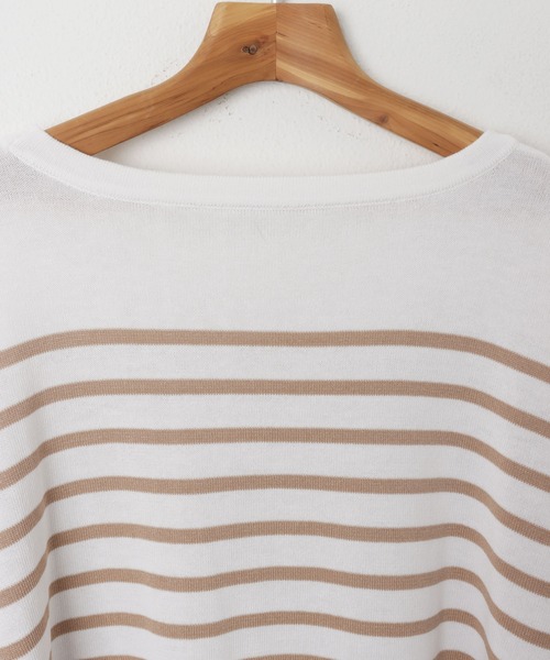 andme（アンドミー）の「ボートネックパネルボーダーニットトップス（ニット/セーター・レディース・ホワイト×ブラック/ブラウン系その他/ホワイト×ブルー/オレンジ系その他/ベージュ系その他/ネイビー×ホワイト・M）」の14枚目の写真
