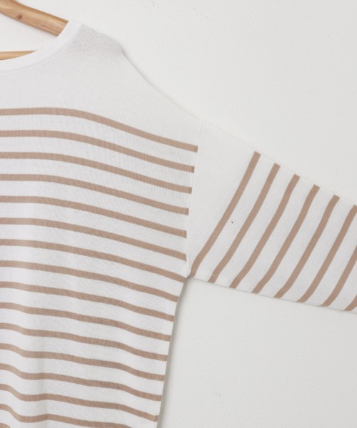 andme（アンドミー）の「ボートネックパネルボーダーニットトップス（ニット/セーター・レディース・ホワイト×ブラック/ブラウン系その他/ホワイト×ブルー/オレンジ系その他/ベージュ系その他/ネイビー×ホワイト・M）」の15枚目の写真