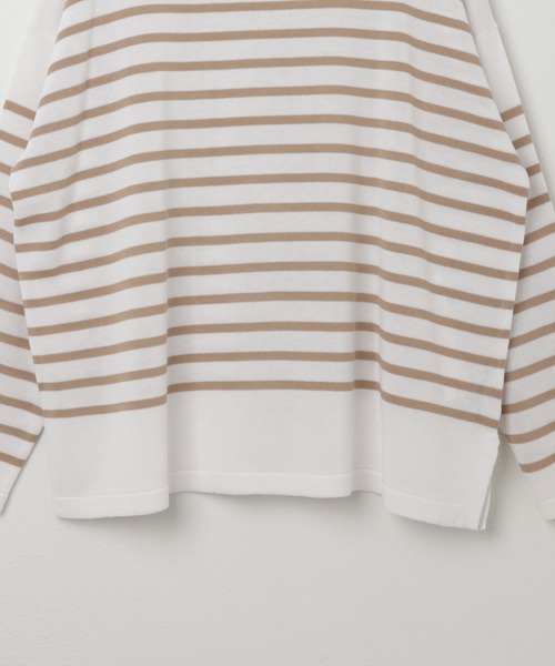 andme（アンドミー）の「ボートネックパネルボーダーニットトップス（ニット/セーター・レディース・ホワイト×ブラック/ブラウン系その他/ホワイト×ブルー/オレンジ系その他/ベージュ系その他/ネイビー×ホワイト・M）」の17枚目の写真