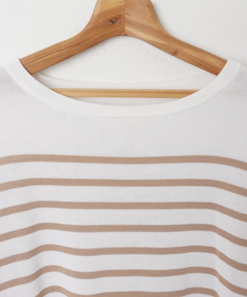 andme（アンドミー）の「ボートネックパネルボーダーニットトップス（ニット/セーター・レディース・ホワイト×ブラック/ブラウン系その他/ホワイト×ブルー/オレンジ系その他/ベージュ系その他/ネイビー×ホワイト・M）」の13枚目の写真