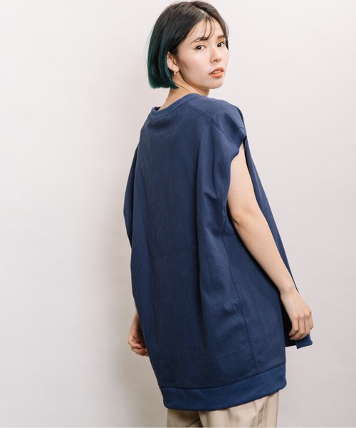 refinedworks（リファインドワークス）の「カレッジロゴフレンチTN（スウェット・レディース・オフホワイト/ブルー/チャコールグレー・FREE）」の22枚目の写真
