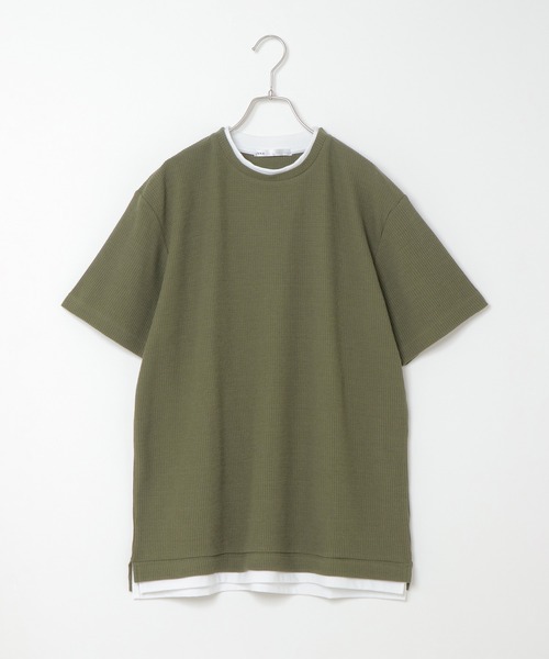 ikka（イッカ）の「ワッフルフェイクＴ（Tシャツ/カットソー・メンズ・ネイビー/グレー/ブルー/オリーブ・S/M/L/XL）」の12枚目の写真