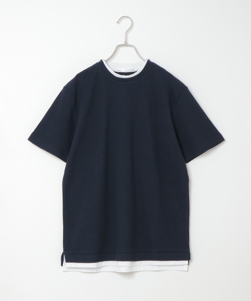 ikka（イッカ）の「ワッフルフェイクＴ（Tシャツ/カットソー・メンズ・ネイビー/グレー/ブルー/オリーブ・S/M/L/XL）」の11枚目の写真