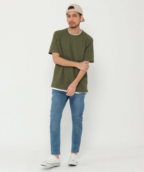 ikka（イッカ）の「ワッフルフェイクＴ（Tシャツ/カットソー・メンズ・ネイビー/グレー/ブルー/オリーブ・S/M/L/XL）」の22枚目の写真