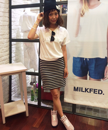 MILKFED. | 【mini7月号掲載】STRIPED ZIP SKIRT　（スウェットタイトスカート/ボーダー）(スカート)
