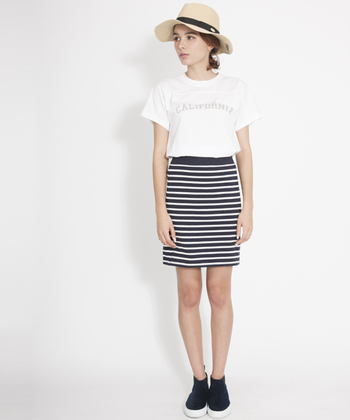 MILKFED.(ミルクフェド)の「【mini7月号掲載】STRIPED ZIP SKIRT (スウェットタイトスカート/ボーダー)(スカート・レディース・アッシュ/ネイビー・SMALL/MEDIUM)」の3枚目の写真