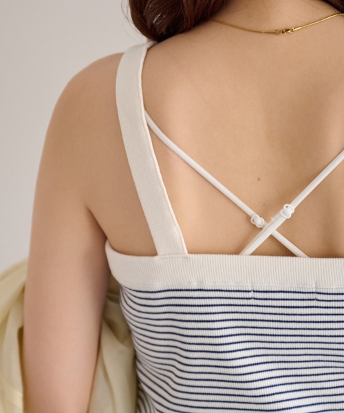 DISCOAT（ディスコート）の「WEB限定リブボーダーキャミアンサンブル（ニット/セーター・レディース・ブラック/グリーン/ネイビー/ブラック系その他・FREE）」の9枚目の写真