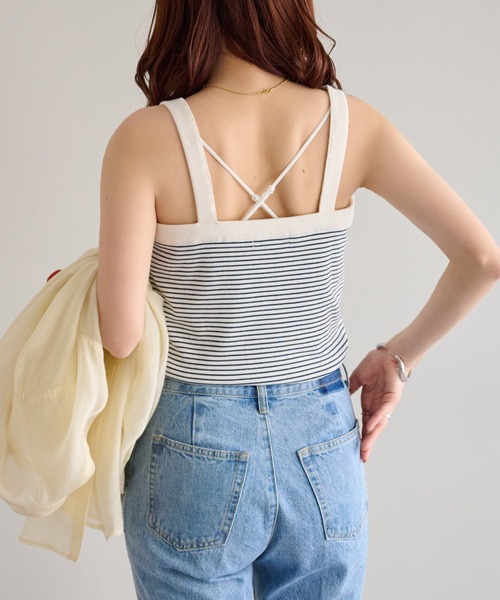 DISCOAT（ディスコート）の「WEB限定リブボーダーキャミアンサンブル（ニット/セーター・レディース・ブラック/グリーン/ネイビー/ブラック系その他・FREE）」の13枚目の写真