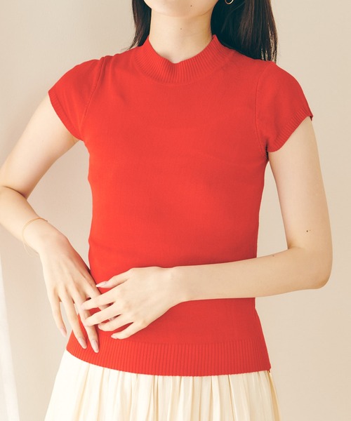 Lamoa(ラモア)の「Lamoa/ベーシック ハーフスリーブ ニット トップス(ニット/セーター・レディース・ホワイト/ブラック/ブラウン/アイボリー/グリーン/ダークグリーン/イエロー/レッド/ワインレッド/ブルー・FREE)」の9枚目の写真