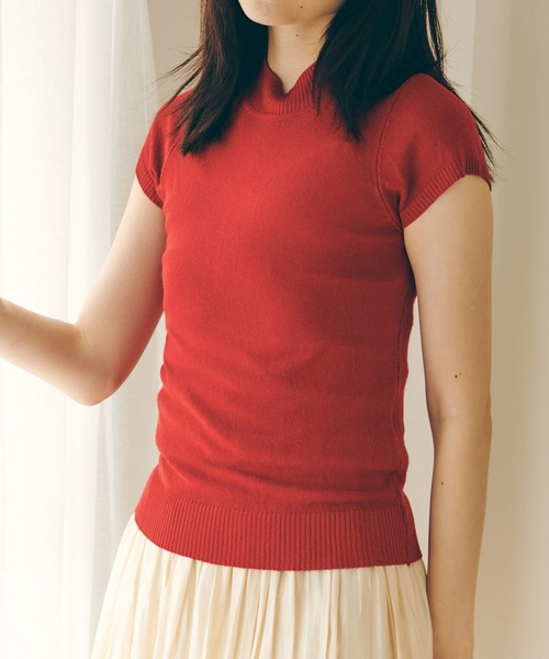 Lamoa(ラモア)の「Lamoa/ベーシック ハーフスリーブ ニット トップス(ニット/セーター・レディース・ホワイト/ブラック/ブラウン/アイボリー/グリーン/ダークグリーン/イエロー/レッド/ワインレッド/ブルー・FREE)」の10枚目の写真