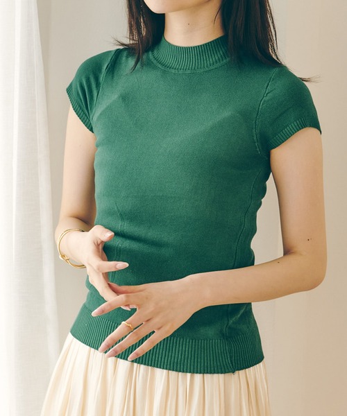 Lamoa(ラモア)の「Lamoa/ベーシック ハーフスリーブ ニット トップス(ニット/セーター・レディース・ホワイト/ブラック/ブラウン/アイボリー/グリーン/ダークグリーン/イエロー/レッド/ワインレッド/ブルー・FREE)」の1枚目の写真