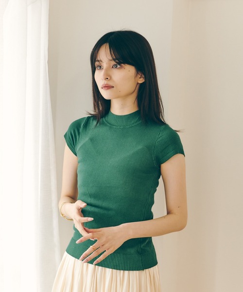 Lamoa(ラモア)の「Lamoa/ベーシック ハーフスリーブ ニット トップス(ニット/セーター・レディース・ホワイト/ブラック/ブラウン/アイボリー/グリーン/ダークグリーン/イエロー/レッド/ワインレッド/ブルー・FREE)」の14枚目の写真