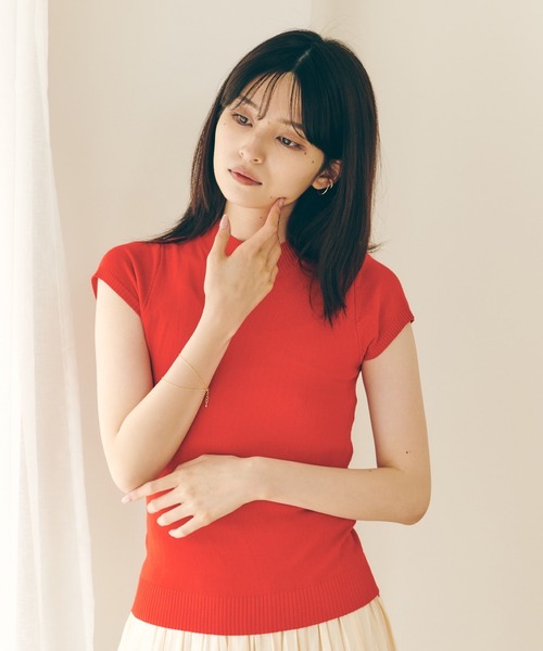 Lamoa(ラモア)の「Lamoa/ベーシック ハーフスリーブ ニット トップス(ニット/セーター・レディース・ホワイト/ブラック/ブラウン/アイボリー/グリーン/ダークグリーン/イエロー/レッド/ワインレッド/ブルー・FREE)」の19枚目の写真