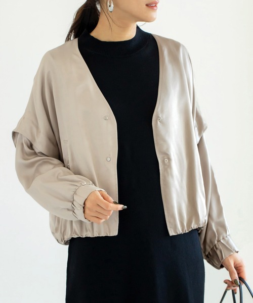 STYLE DELI - スタイルデリ　袖2wayサテンブルゾン STYLE DELI - スタイルデリ 袖2wayサテンブルゾンの通販 by タロ