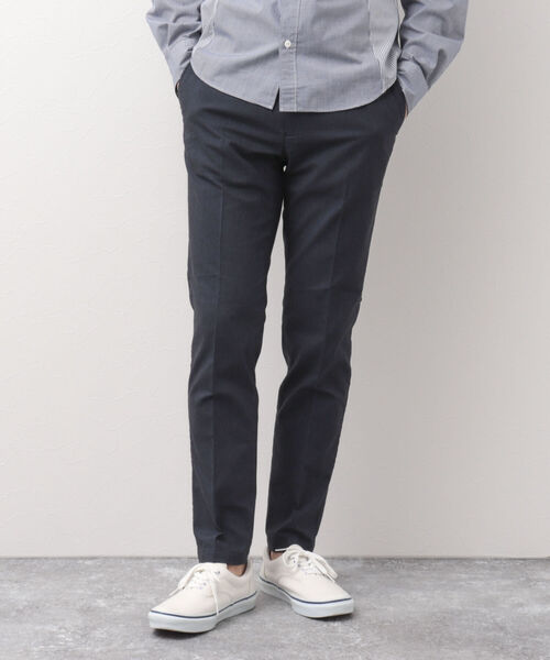 NOLLEY'S goodman（ノーリーズグッドマン）の「綿麻COOLMAX OX スリムフィット パンツ(オンオフ兼用着回しパンツ）（その他パンツ・メンズ・グレー/オレンジ/ベージュ/サックスブルー/ネイビー・LARGE/MEDIUM/SMALL/X-LARGE）」の4枚目の写真