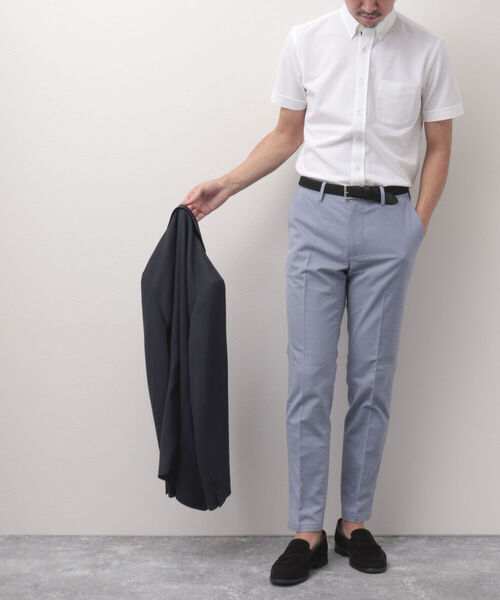 NOLLEY'S goodman（ノーリーズグッドマン）の「綿麻COOLMAX OX スリムフィット パンツ(オンオフ兼用着回しパンツ）（その他パンツ・メンズ・グレー/オレンジ/ベージュ/サックスブルー/ネイビー・LARGE/MEDIUM/SMALL/X-LARGE）」の10枚目の写真