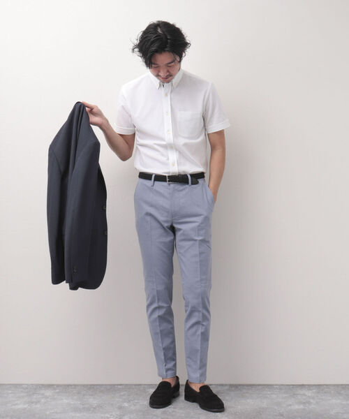 NOLLEY'S goodman（ノーリーズグッドマン）の「綿麻COOLMAX OX スリムフィット パンツ(オンオフ兼用着回しパンツ）（その他パンツ・メンズ・グレー/オレンジ/ベージュ/サックスブルー/ネイビー・LARGE/MEDIUM/SMALL/X-LARGE）」の11枚目の写真