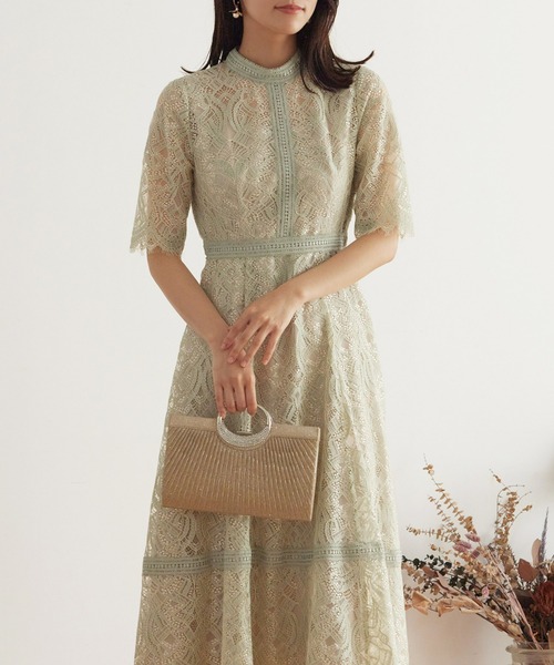 Kana（カナ）の「ラメ×レース ロング ワンピース パーティー ドレス 結婚式 お呼ばれ オケージョン（ドレス・レディース・グレイッシュブルー/スモークピンク/ダークラベンダー/アーミー/グリーン/ブラック・S/M/L）」の13枚目の写真