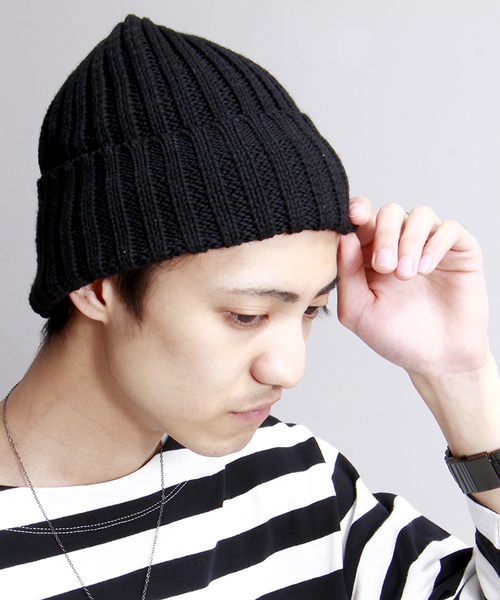 WEGO（ウィゴー）の「WEGO/コットンリネンニットキャップ（ニットキャップ/ビーニー・メンズ・ホワイト/ブラック/ターコイズブルー/ネイビー/マスタード・FREE）」の3枚目の写真