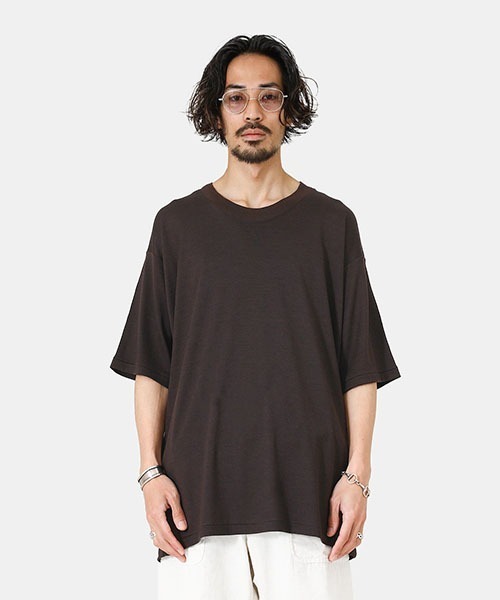 PORT BY ARK（ポートバイアーク）の「PORT BY ARK / ポートバイアーク：Wool SS T-shirt：PO11-T004[COR]（Tシャツ/カットソー・メンズ・チャコールグレー/ブラック/ブラウン・2/1）」の7枚目の写真