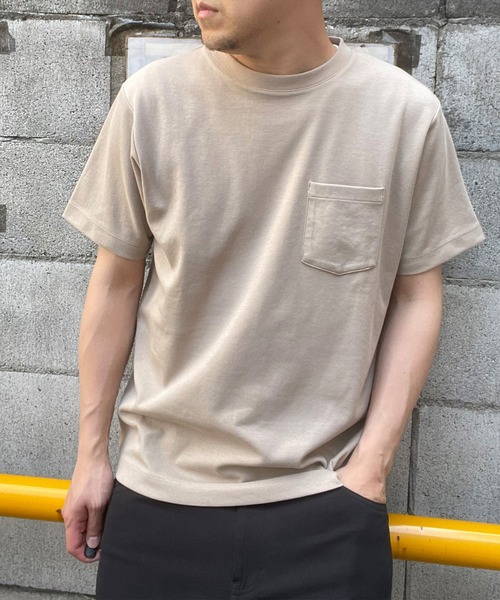 ikka(イッカ)の「ライトダンボールダブルフェイスTシャツ(Tシャツ/カットソー・メンズ・ホワイト/オレンジ/ネイビー/ブラック/グリーン/ベージュ・L/XL/M/S)」の4枚目の写真